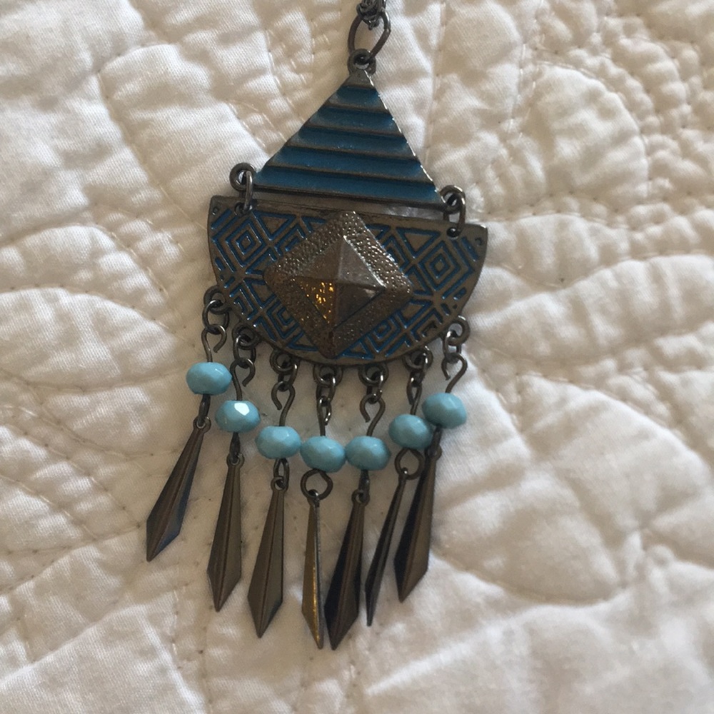 Graphic Design Statement Necklace Long